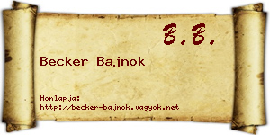 Becker Bajnok névjegykártya